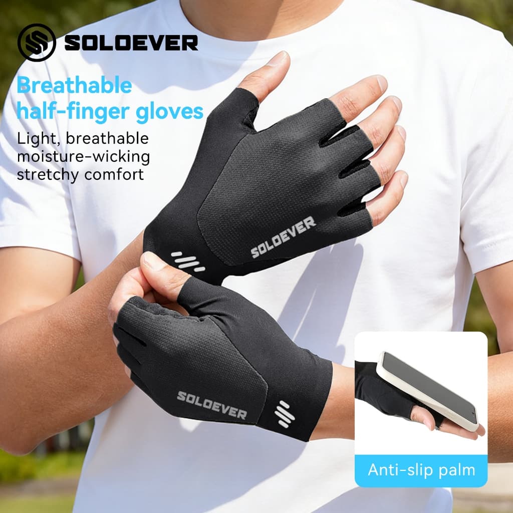 SOLOEVER ถุงมือขับมอเตอร์ไซค์ ป้องกัน UV ปั่นจักรยาน กีฬากลางแจ้ง ระบายอากาศ (มี 2 แบบให้เลือก)