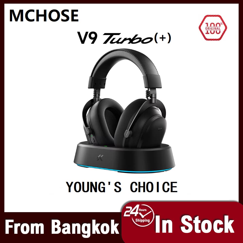 Local MCHOSE V9 Turbo+ หูฟังไร้สายแม่เหล็ก ระบบเสียงรอบทิศทาง 7.1 ที่ครอบหูหมุนได้ 90°