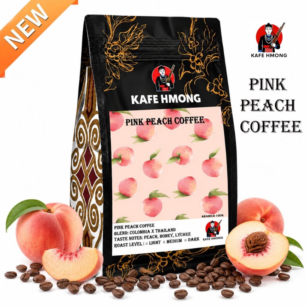 เมล็ดกาเเฟคั่ว pink peach coffee พร้อมให้บริการบดฟรี ลูกค้าสามารถเลือกระดับการคั่วได้ตามความต้องการ