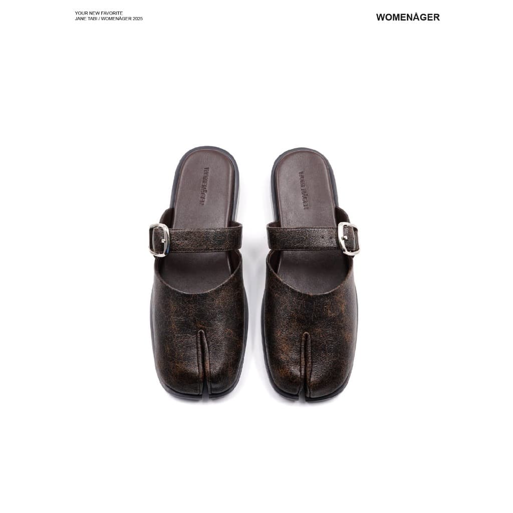 WOMENAGER - Jane Tabi สี Vintage Brown รองเท้าแตะคัทชูเปิดส้น สวมใส่ง่าย