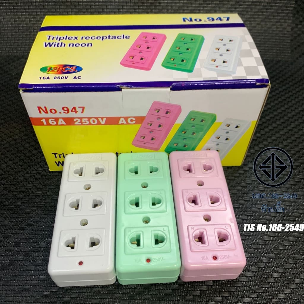 เต้ารับ 3 ที่ ปลั๊ก 3 ที่ เต้ารับ3ที่มีกราวด์ ปลั๊กลอย 3 ที่ เต้ารับกราวด์คู่ลอย BuildCore รูปที่ 1