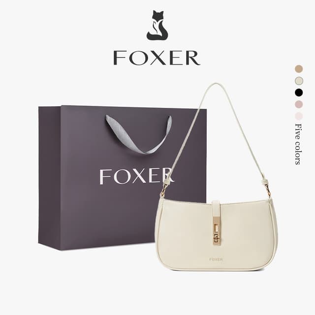 FOXERกระเป๋าแฟชั่นสตรีใต้วงแขน กระเป๋าถือคล้องไหล่ หนังPUนุ่มนิ่ม เข้ากับทุกวัย ของขวัญสําหรับผู้หญิง