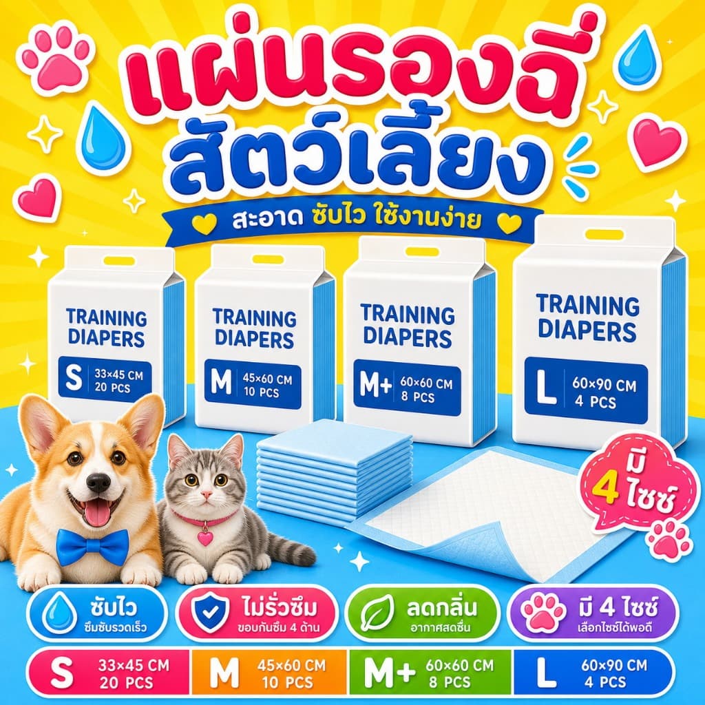Boqi Factory แผ่นรองฉี่ Cocoyo แผ่นรองฉี่แมว แผ่นรองฉี่สุนัข ช่วยฝึกขับถ่าย ระงับกลิ่น ซึมซับไดีดี ยิ่งขึ้น…