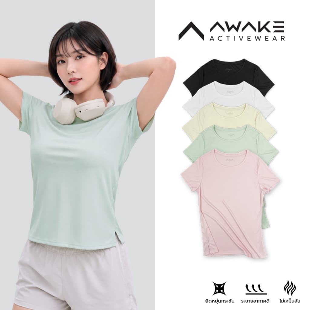 AWAKE เสื้อกีฬาคอกลมสําหรับผู้หญิง MICRO ACTIVE