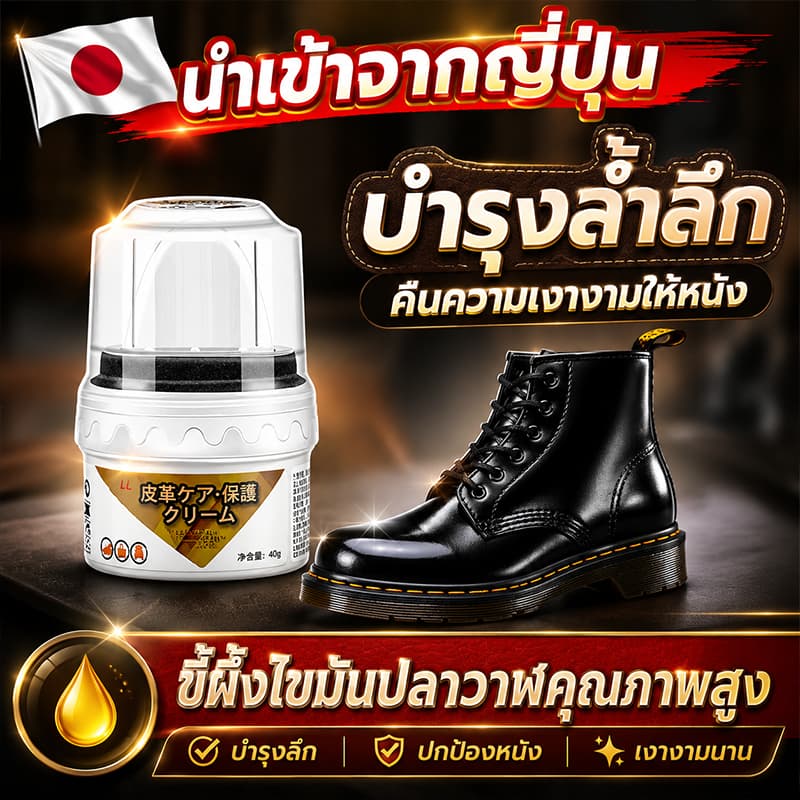 ของแท้นําเข้าจากญี่ปุ่น ไขวาฬบํารุงกระเป๋า ครีมไขปลาวาฬ ขัดรองเท้า ทําความสะอาดหนัง ขัดเงาหนัง…