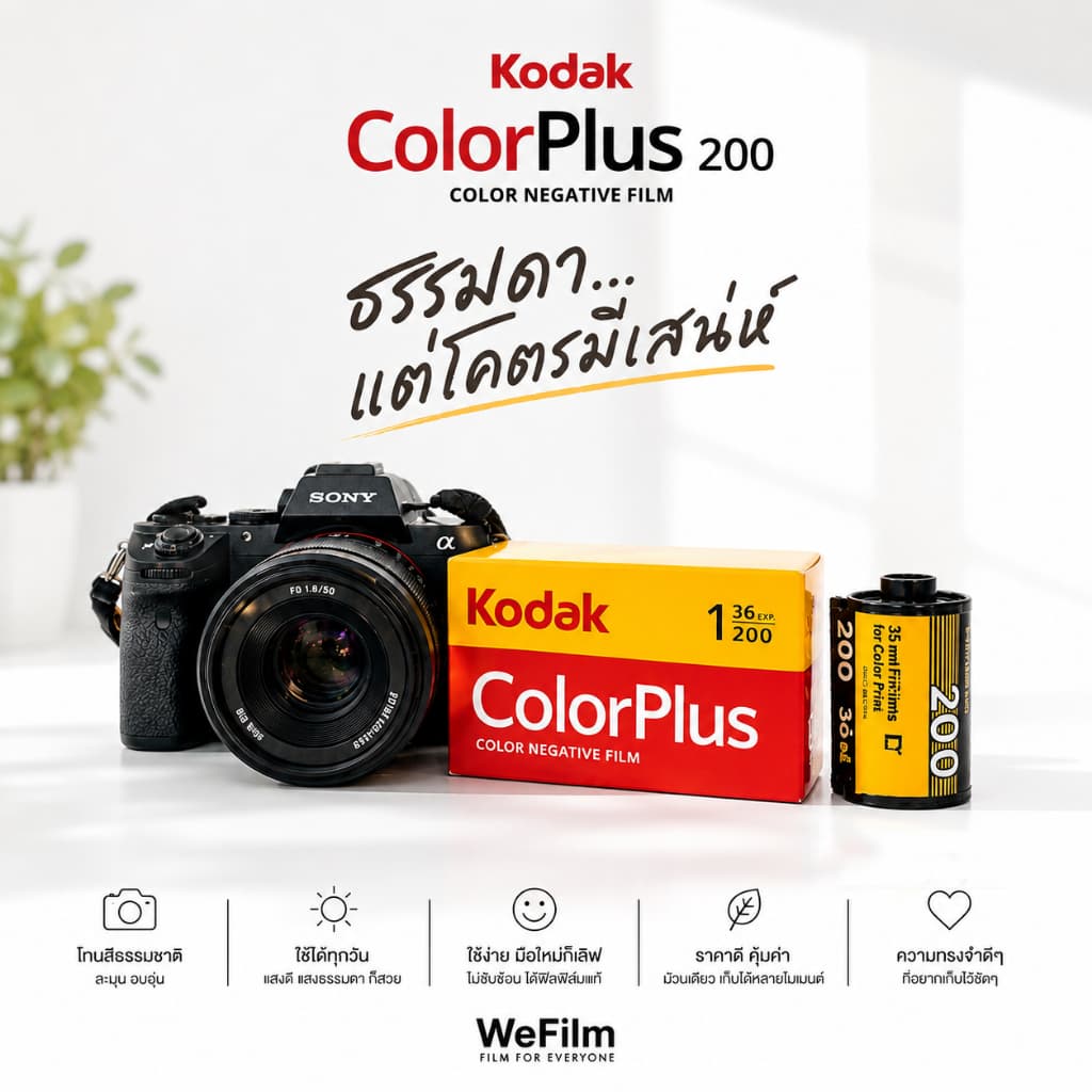 ฟิล์มสี KODAK COLOR PLUS 200 ฟิล์มเนกาทีฟสี 35 มม. EXP 8/27