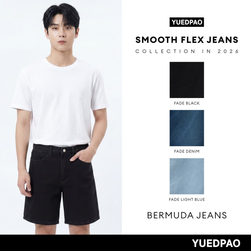 Yuedpao Smooth Flex Jeans (Bermuda Jeans) กางเกงยีนส์ขาสั้นทรงเบอร์มิวด้า ยีนส์ยืด ใส่สบาย กางเกงยีนส์ขาสั้น