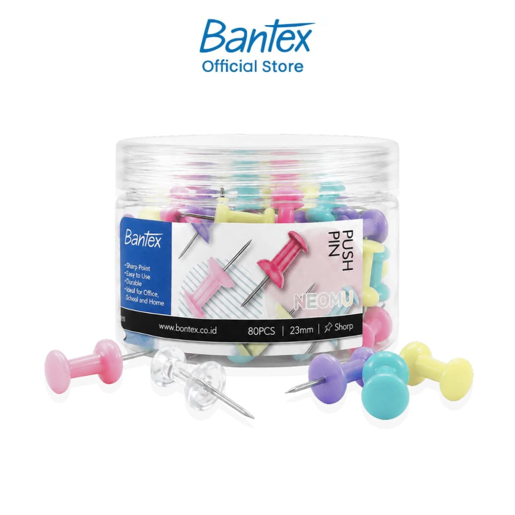 Bantex เข็มหมุด หมุดปักบอร์ด เข็มหมุดหลากสี ขนาด 1 นิ้ว อุปกรณ์สํานักงาน เครื่องใช้สํานักงาน Push-pin