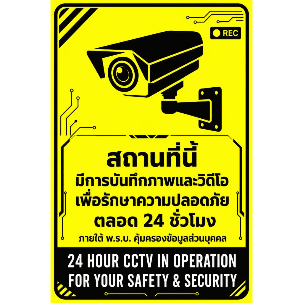 สติ๊กเกอร์ PVC ชนิดพิมพ์ สติกเกอร์กล้องวงจรปิด 24ชม. ป้ายเตือนมีกล้องวงจรปิด ชนิดหนาพิเศษ กันน้ํา ทนแดด…