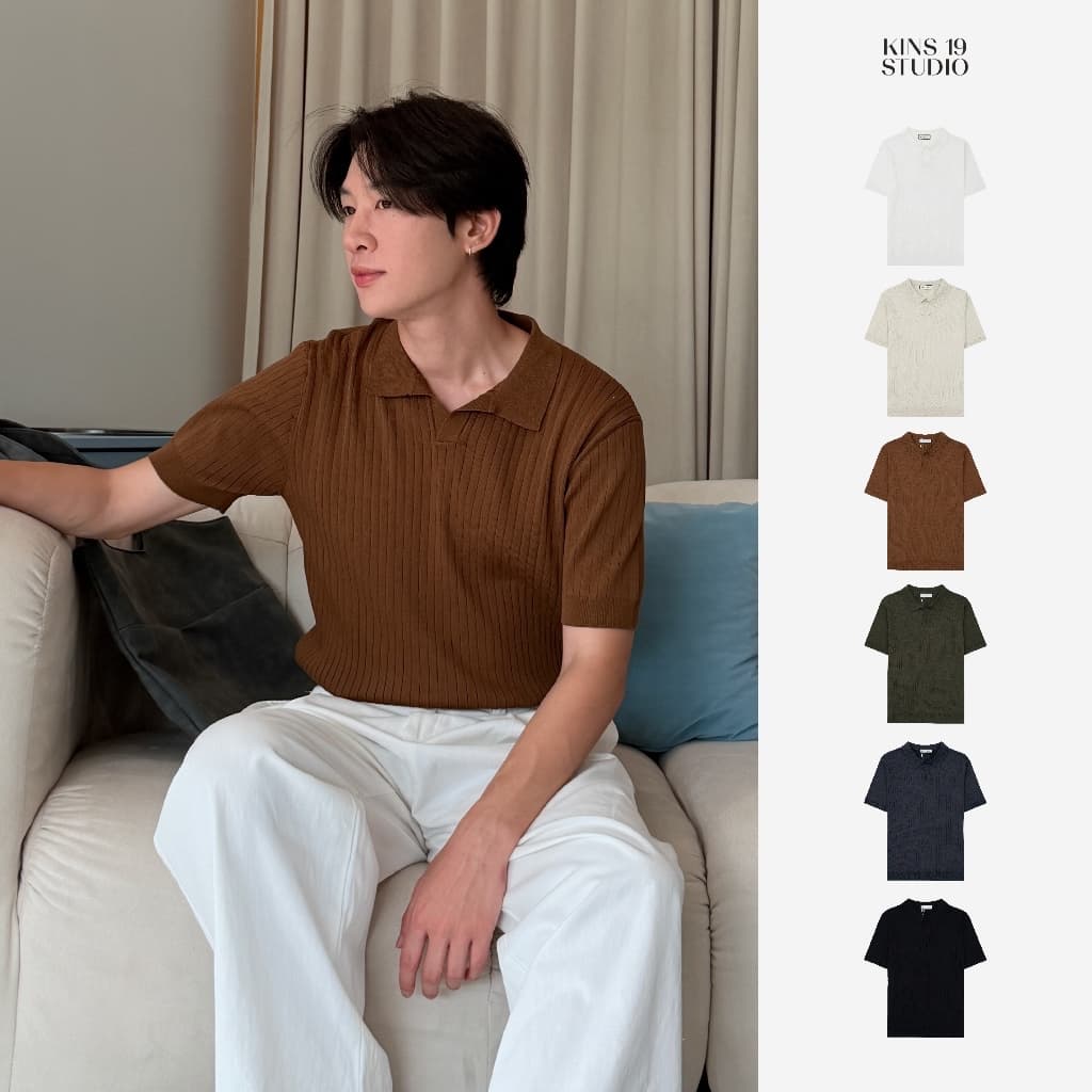 KINS เสื้อโปโลคินส์ ทรงสวมไม่มีกระดุม เสื้อโปโลคอปก polo เสื้อโปโล (KN104)