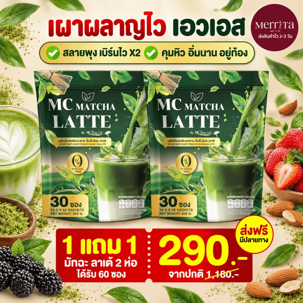 ส่งพรุ่งนี้ > Mc Matcha มัทฉะ ลาเต้ บล็อกแป้ง & น้ําตาล อิ่มนาน ลดไขมัน MMC99ของแท้100% นครราชสีมา รูปที่ 1