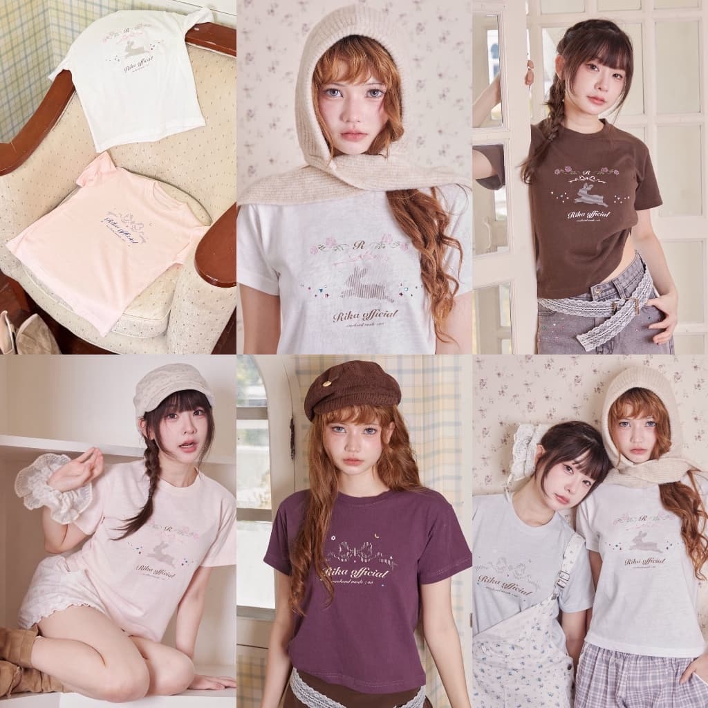 RIKA น้อง Muse T-Shirt ทรงหลวมใส่สบายผ้านุ่ม