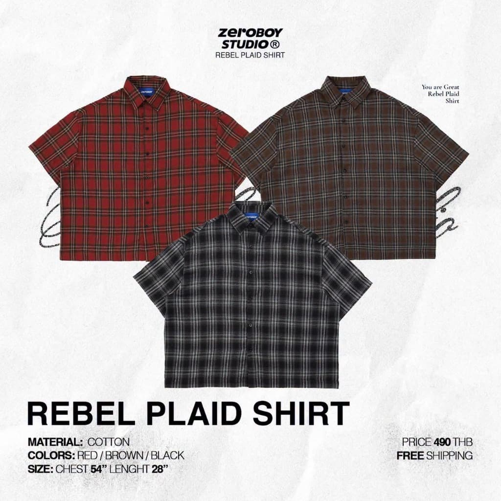 ZEROBOY® —REBEL PLAID SHIRT เสื้อเชิ้ตแขนสั้นลายสก็อต
