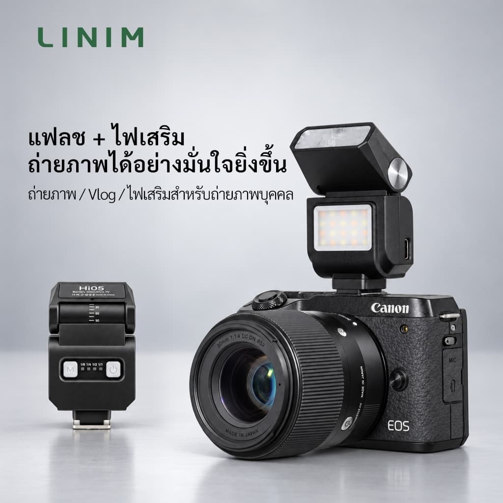 LINIM แฟลชมินิติดหัวกล้องพับได้90° ไฟแฟลชไฟคงที่ 4ระดับ Hot Shoe สําหรับ Sony Canon Fujifilm Nikon Ricoh…