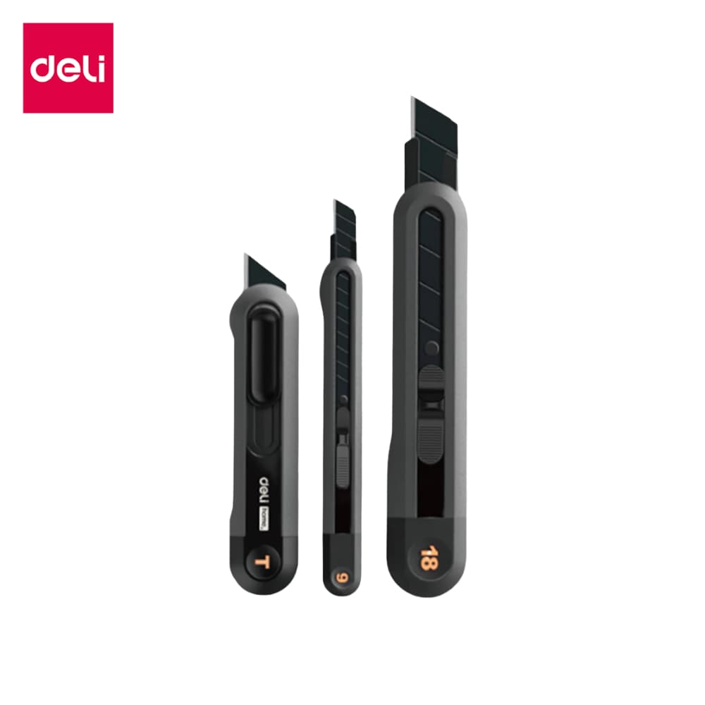 Deli มีดคัตเตอร์ คัตเตอร์พกพา คัตเตอร์สั้น 9-18 mm พกพาง่าย มีสปริงในตัว อุปกรณ์สํานักงาน Cutter รูปที่ 1