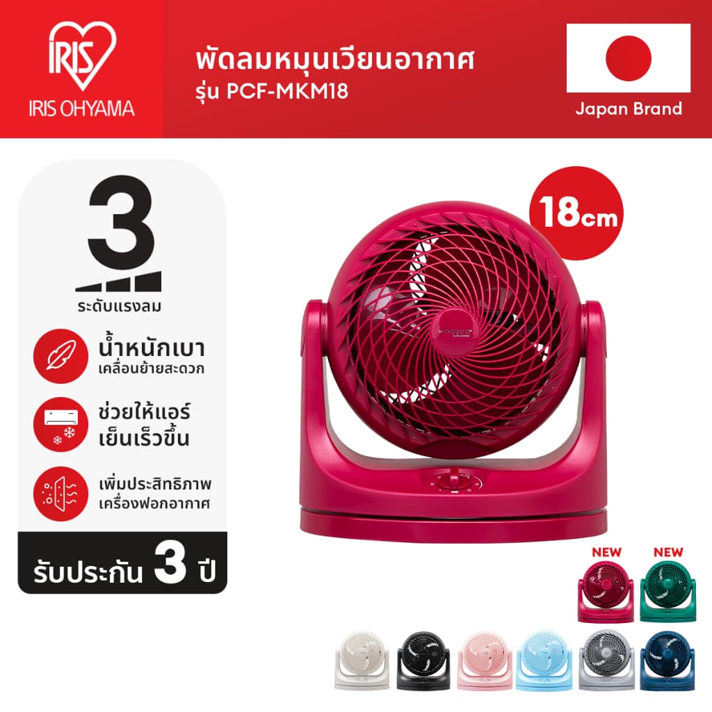 IRIS OHYAMA ไอริส โอยามะ พัดลมหมุนเวียนอากาศ พัดลมตั้งโต๊ะ WOOZOO รุ่น PCF-MKM18 และรุ่น PCF-MKC18
