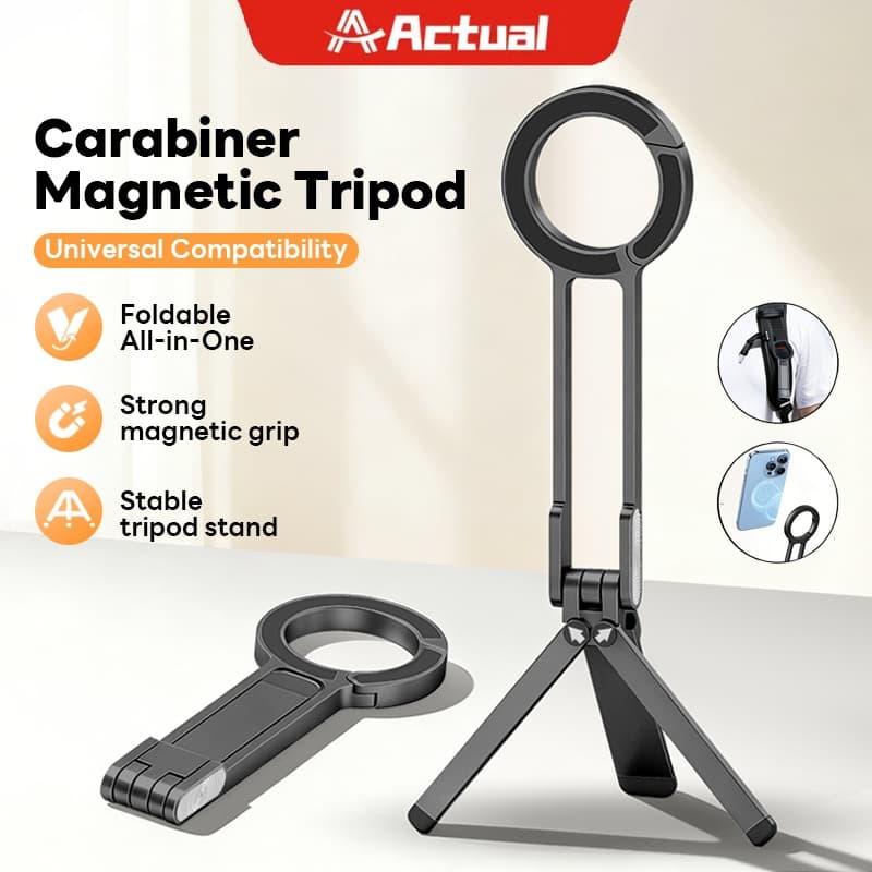 Actual ตะขอแม่เหล็กปีนเขาเปลี่ยนเป็นที่วางโทรศัพท์ได้ Phone Tripod ขาตั้งมือถือ MagSafe ต่อไฟเซลฟี่ ไลฟ์สด…