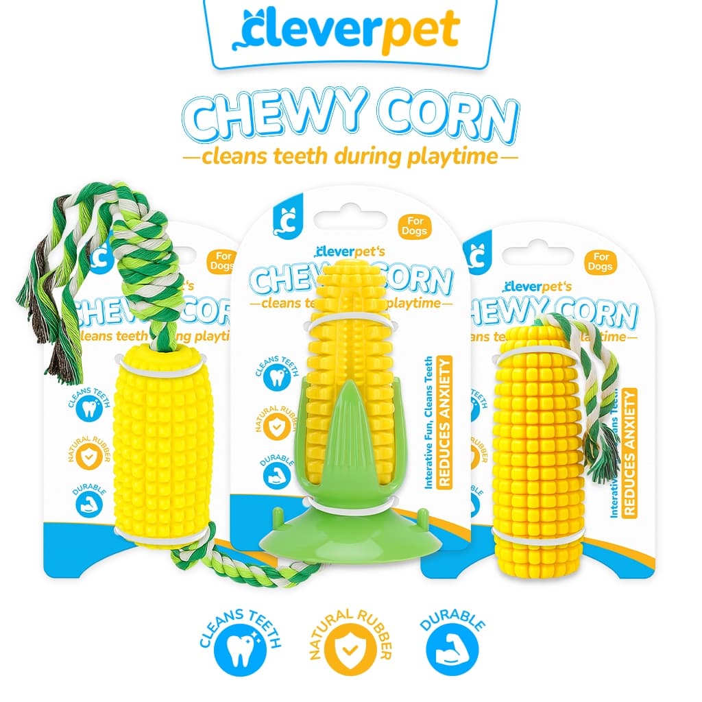 CleverPet ของเล่นขัดฟันสุนัข ข้าวโพดเชือกดึง แปรงฟันสุนัข ของเล่นหมา Corn Dog Toy
