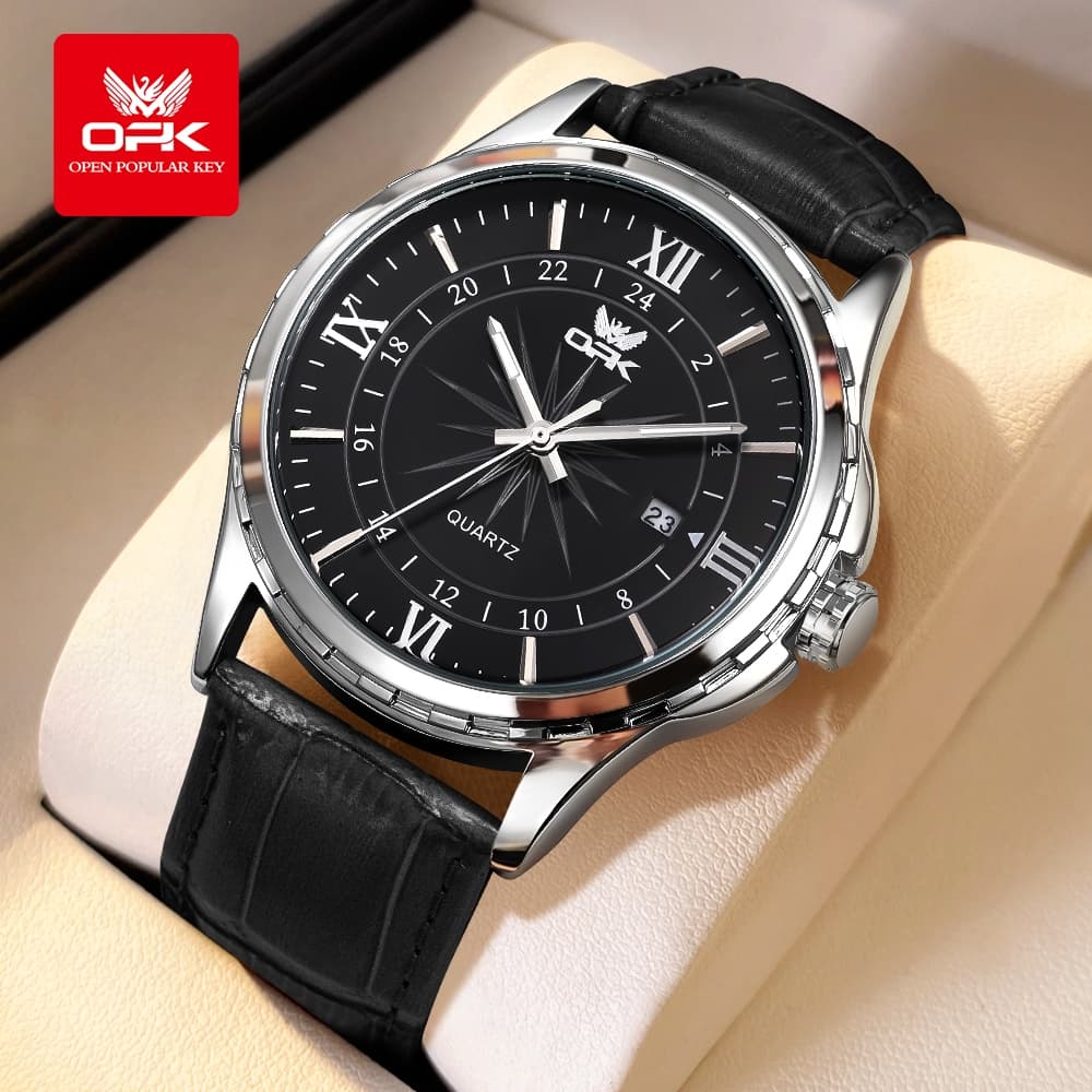 OPK นาฬิกา ผู้ชาย แฟชั่น watch 100% แท้ กันน้ํา หนัง สายนาฬิกา ควอตซ์