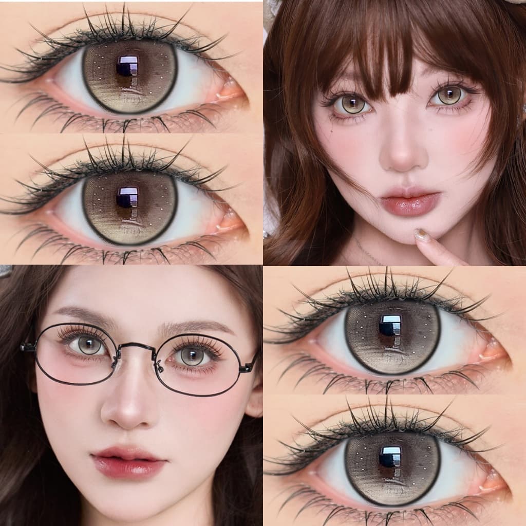 \(>^ω^<)/【📢Buy2คู่แถม ที่หนีบ+ตลับ*2❗】รุ่นพิเศษ เลนส์บิ๊กอายน่ารัก ตาประกาย Tears Grey/Malt Beer… รูปที่ 1