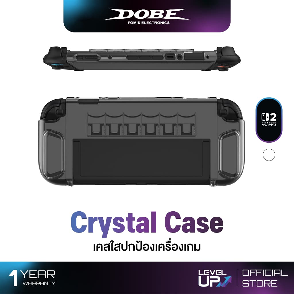 Dobe Crystal Case for Switch 2 TNS-3155 ( เคสใส พร้อมช่องเสียบตลับเกม Switch 2 )
