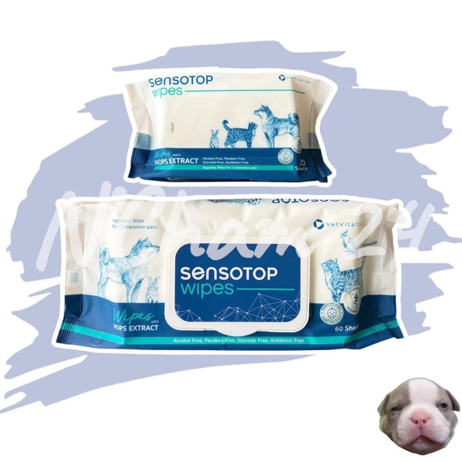 Sensotop wipes บรรจุ 20 และ 60 แผ่น ทิชชู่เปียกสําหรับสัตว์เลี้ยง