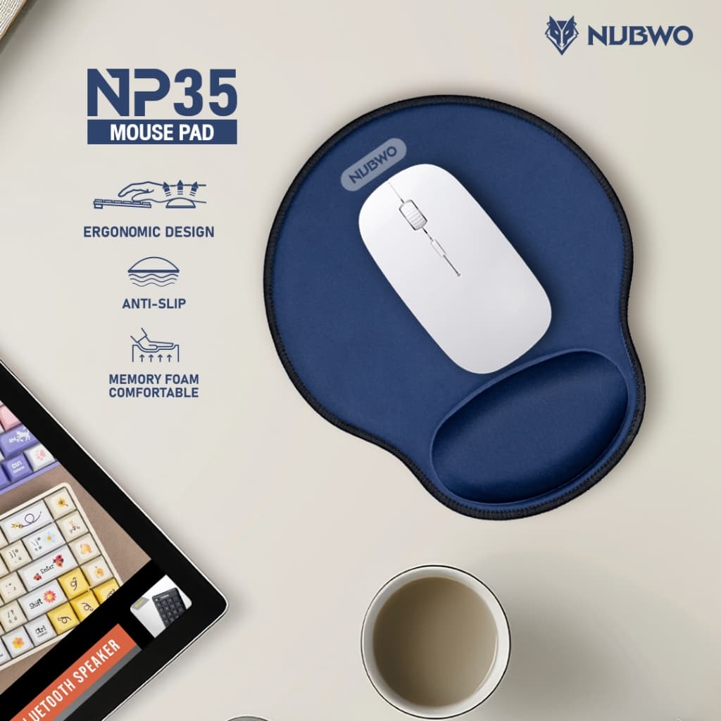NUBWO แผ่นรองข้อมือ NP35 Mouse Pad ผลิตจากเมมโมรี่โฟม พร้อม Anti-Slip ป้องกันการลื่นไถลขณะใช้งาน