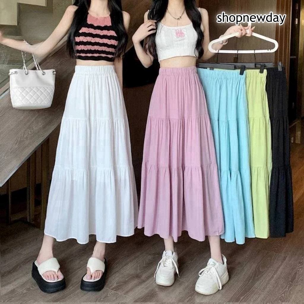 กระโปรงยาวผ้าไหมอิตาลีมีซับในเอวยางยืด ใส่สบาย A4356