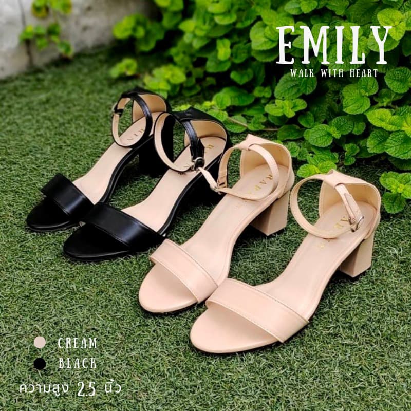 Rarin รุ่น Emily รองเท้าส้นสูงรัดข้อ 2.5 นิ้ว ***เท้าปกติลด 1 ไซส์*** ส้นสูง (5-8 ซม.)