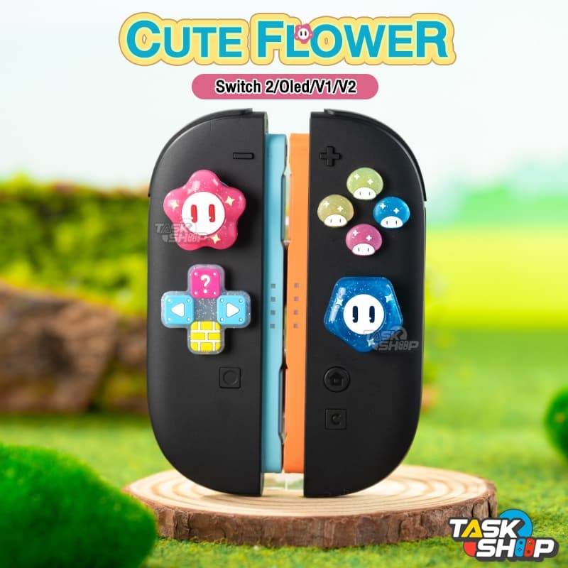 ส่งทันที ปุ่มทิศทาง Set 4 pcs./D-Pad + ABXY สําหรับ Nintendo Switch 2/Switch Oled/Switch 1 ลาย Flower