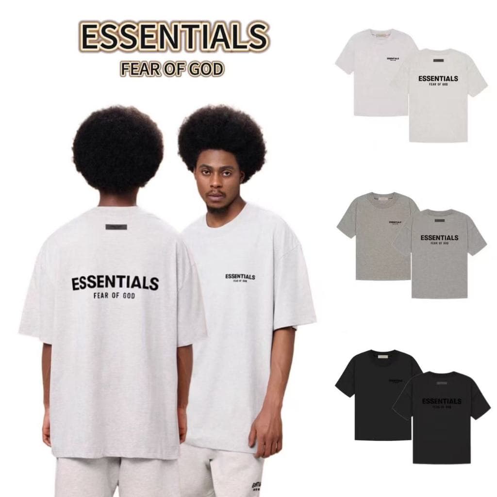 ส่วนลด 50% Fear of God Essentials SS22 T-Shirt Logo กํามะหยี่ เสื้อยืดโอเวอร์ไซส์