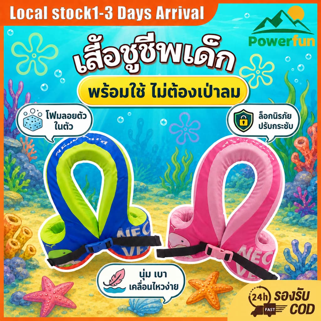 🐳 ชูชีพฝึกว่ายน้ํา ชูชีพเด็ก ชูชีพฝึกว่ายน้ําเด็กเล็ก เสื้อชูชีพเด็ก Swim Training Vest ส่งจากไทย COD