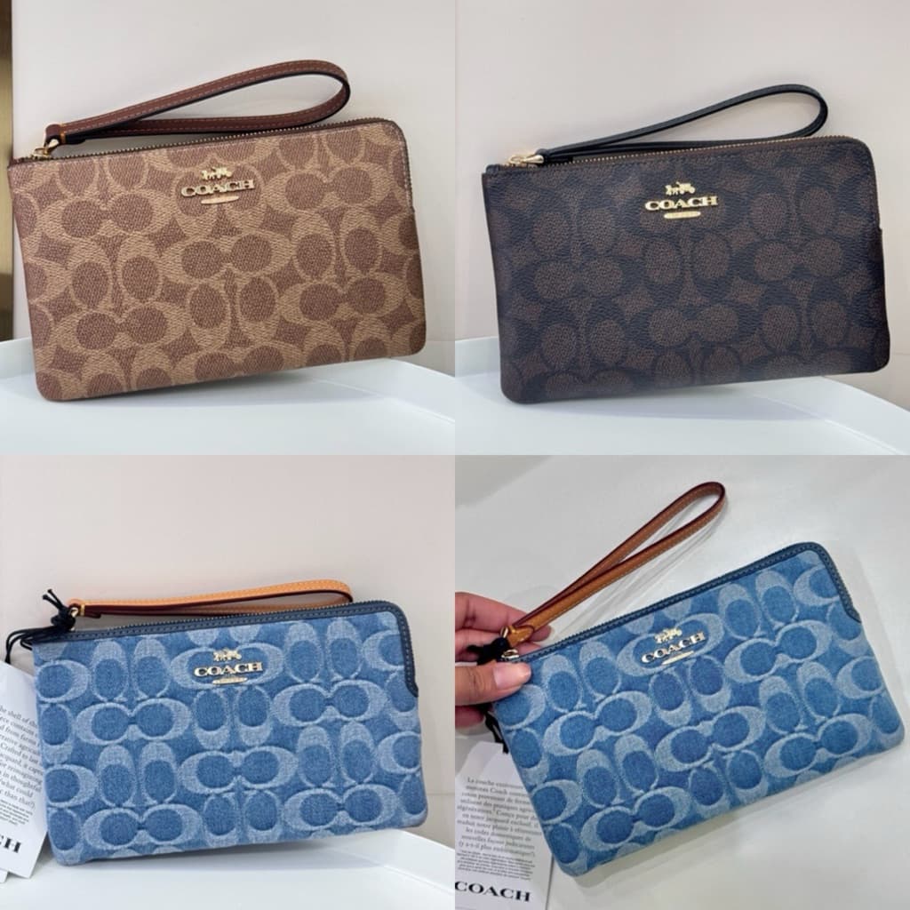 COACH กระเป๋าคล้องมือ รุ่น Large Corner Zip Wristlet In Signature Canvas Style No. 3888 No. 6648 (1ซิป L)… รูปที่ 1