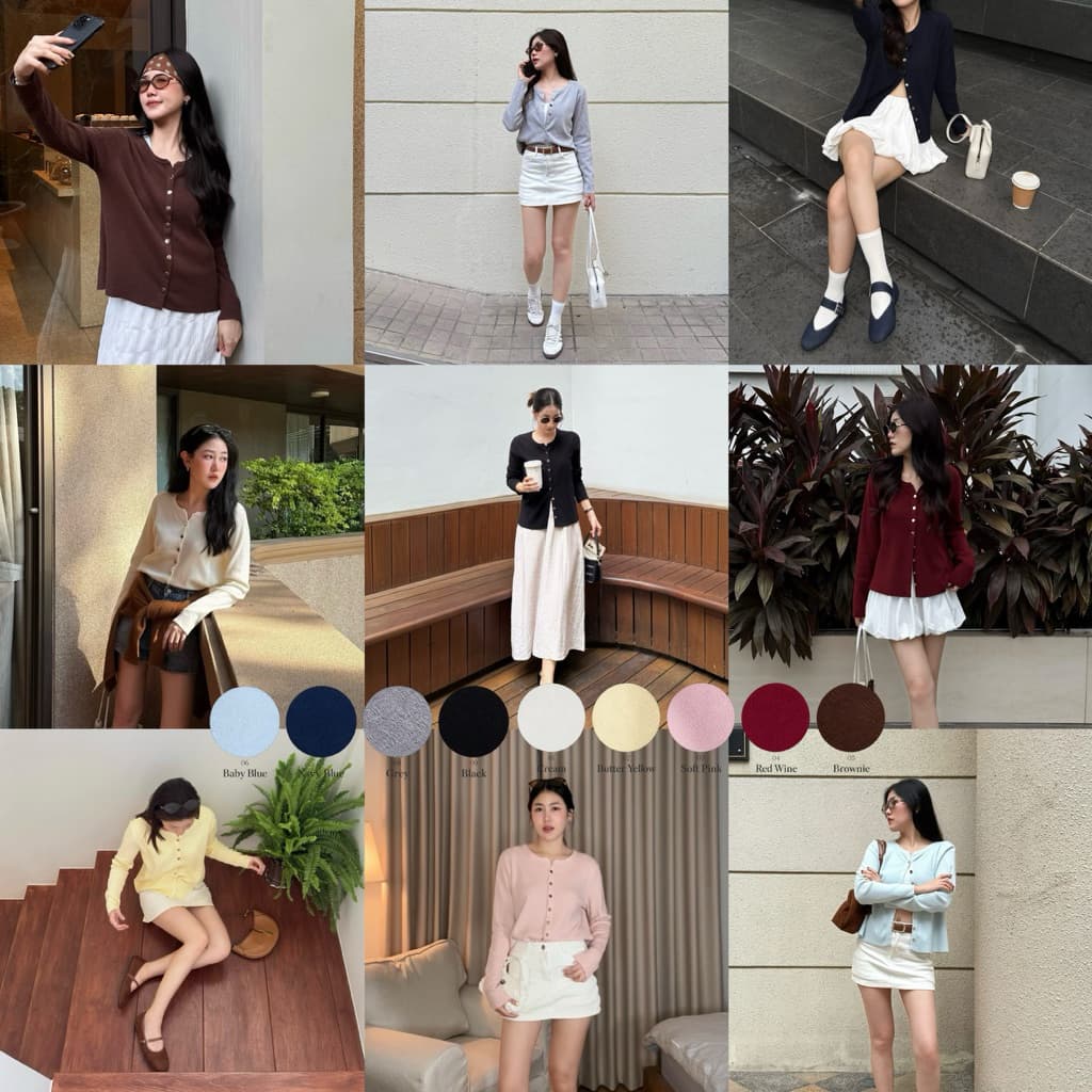 พรีออเดอร์เฉพาะบางสี l PEPPY Cardigan | เสื้อคลุมไหมพรมแต่งอะไหล่กระดุมทอง คาดิแกน เนื้อผ้านุ่มนิ่ม