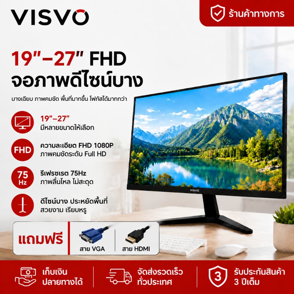 จอมอนิเตอร์ 19นิ้ว จอคอมพิวเตอร์ 165HZ หน้าจอโค้ง gaming monitor 24นิ้ว 144HZ จอคอม 1920*1080P