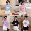 Mikyolike 1-12 ปี เสื้อยืดคอกลม ลายการ์ตูนสุดน่ารัก ผ้าฝ้ายแท้ 100% านุ่มใสสบายฯ เสื้อยืดเด็ก มีให้เลือก 5 สี