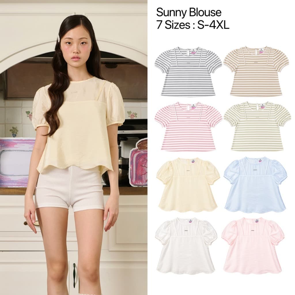 CHUUCHOP | S-4XL | Sunny Blouse เสื้อเบลาส์ผู้หญิง ดีไซน์ 2 เลเยอร์ ผ้านุ่มลื่น ใส่สบาย ใส่ทํางานได้ (C8488)