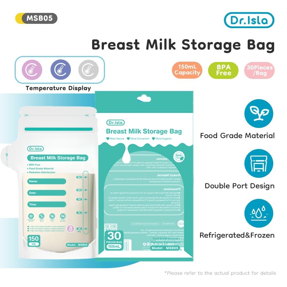 Dr.Isla ถุงเก็บน้ํานม 150mL เปลี่ยนสีตามอุณหภูมิ SGS ไร้BPA กันรั่ว จดวันที่ ได้ 3 ขนาด MSB05