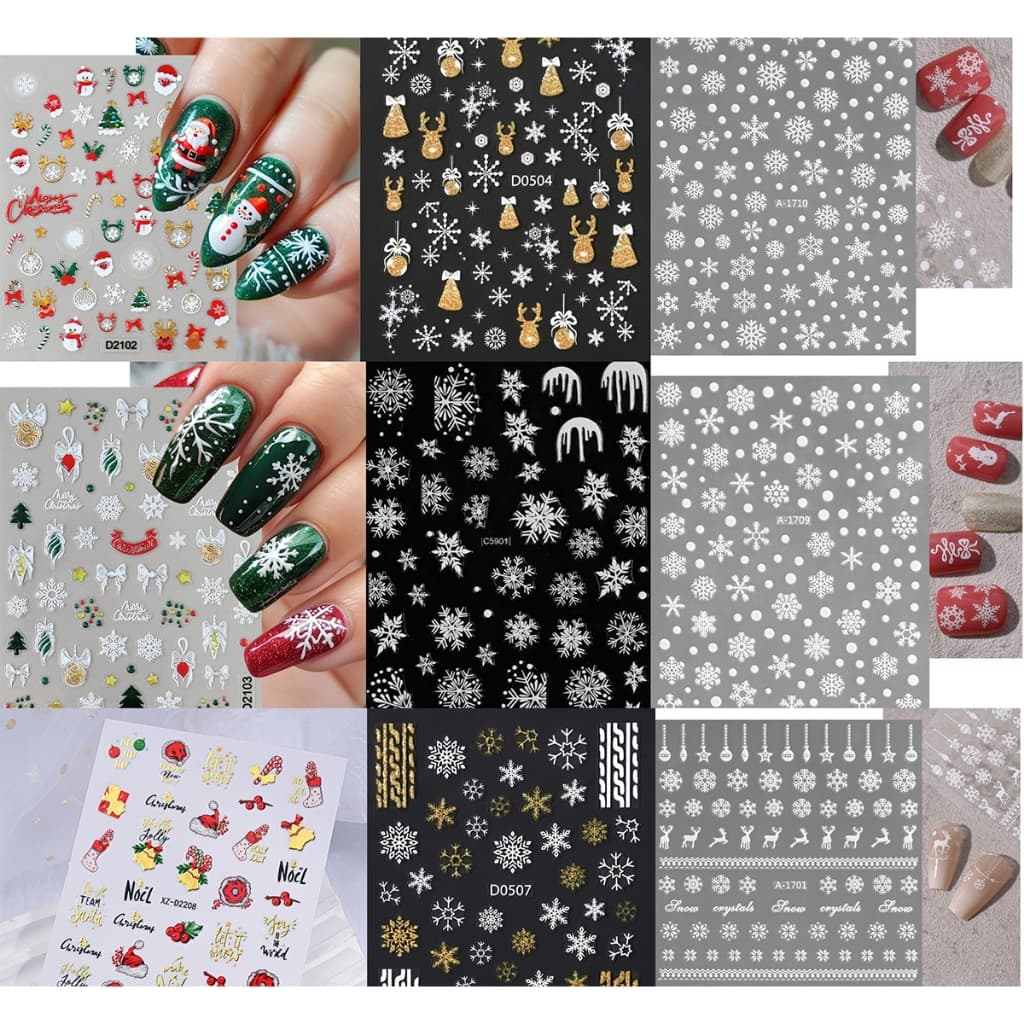 L1.[ไม่มีปก]❄🎄 สติ๊กเกอร์คริสต์มาส❄❄❄❄ ลายหิมะ Christmas แบบมีกาวในตัว สําหรับตกแต่งเล็บ ติดง่าย สวยมาก…