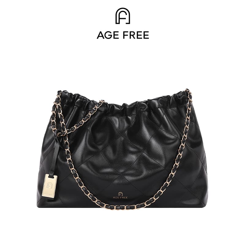 AGE FREE Jisoo Bag กระเป๋าหนังแฟชั่นสะพายไหล่สายโซ่สีทองถัก น้ําหนักเบา สามารถจุของได้เยอะ หนังนุ่ม