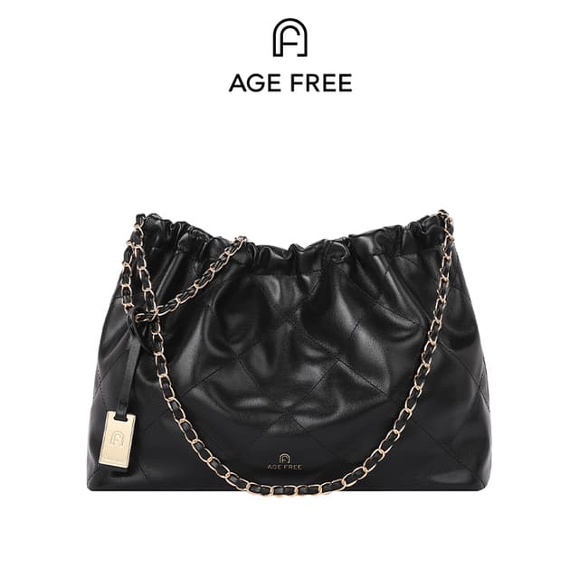 AGE FREE Jisoo Bag กระเป๋าหนังแฟชั่นสะพายไหล่สายโซ่สีทองถัก น้ําหนักเบา สามารถจุของได้เยอะ หนังนุ่ม