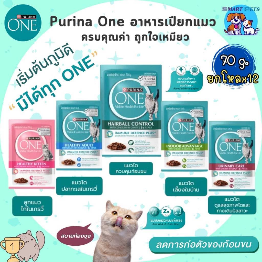 Purina ONE อาหารเปียกแมว เพียวริน่าวัน เกรดพรีเมี่ยม ในน้ําเกรวี่ ขนาด 70 กรัม