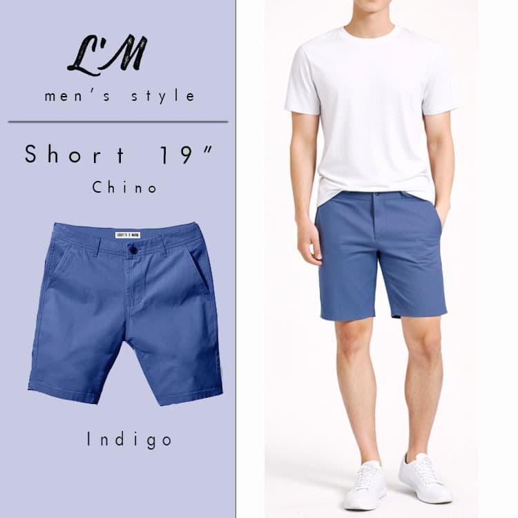 L'M men's style กางเกงขาสั้นผู้ชาย ยืดได้ ผ้าชิโน รุ่น19นิ้ว