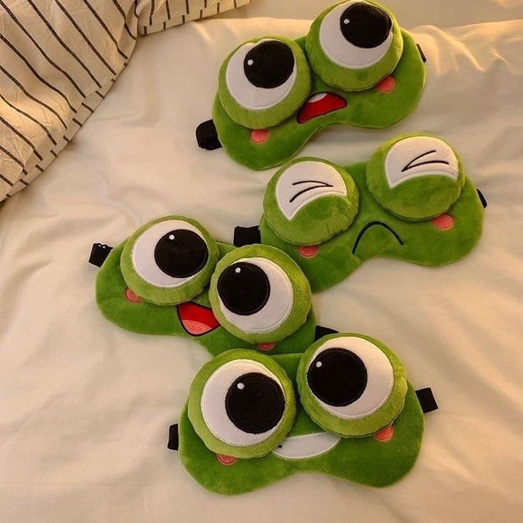 Frog eye mask - ผ้าปิดตา การ์ตูนกบ น่ารักๆ มีช่องสําหรับใส่เจลเย็น ประคบตา
