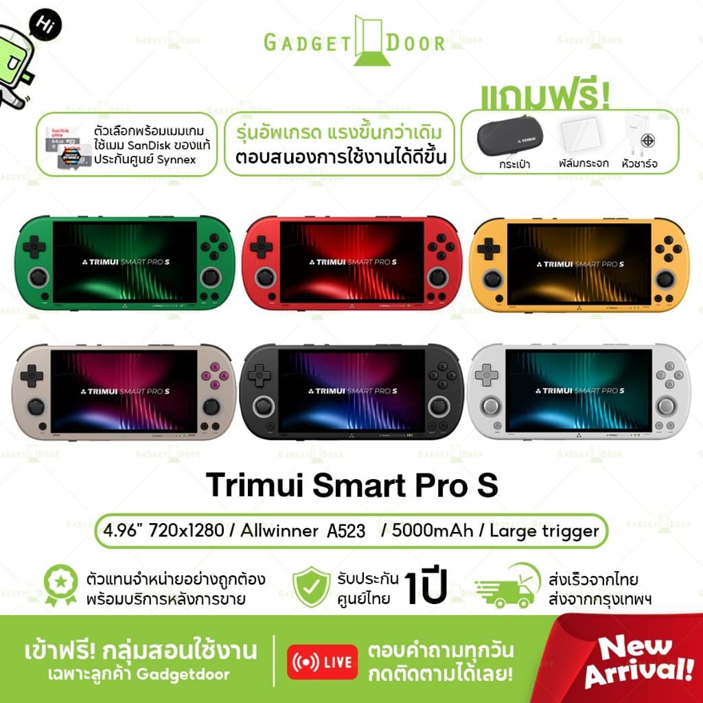 Trimui Smart Pro S เครื่องเกมพกพา หน้าจอ IPS 4.95 นิ้ว รองรับ PSP PS1 N64
