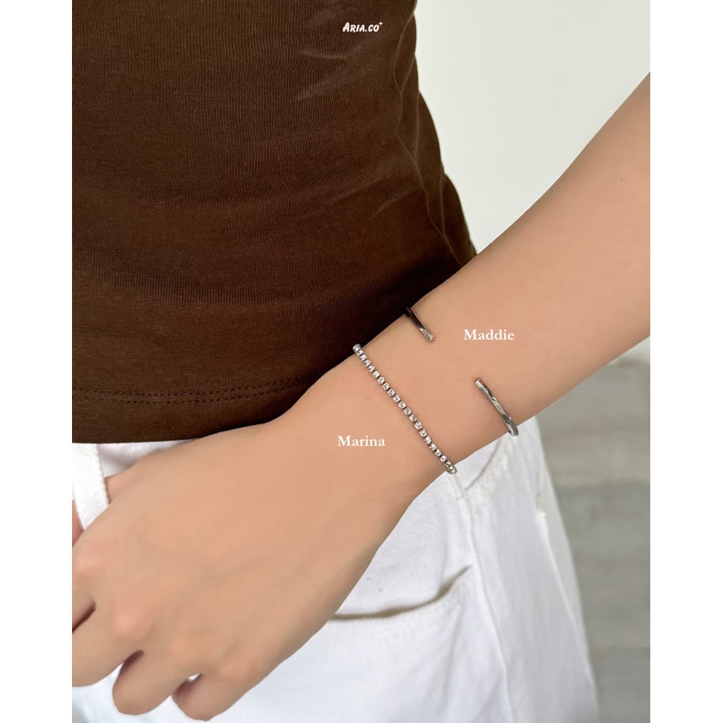 (ปิดรับออเดอร์ 28 Oct 14:00) Marina tennis Bracelet - Stainless steel ไม่ลอกไม่ดํา ปรับขนาดได้ | Aria.co