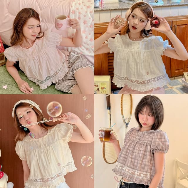 RIKA น้องgummy เสื้อคอบัวสก็อต และ กางเกงฟักทองสก็อต(จําหน่ายแยกชิ้น)