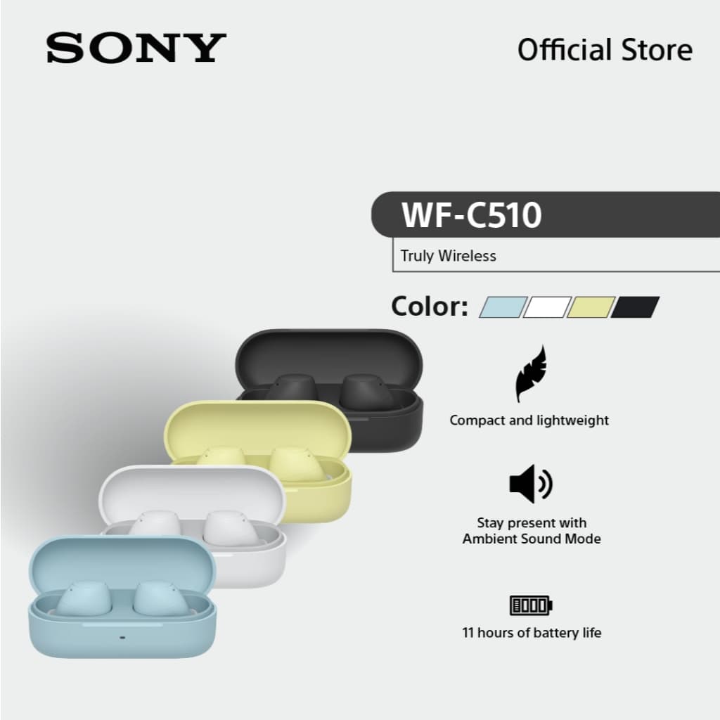 Sony หูฟัง In Ear รุ่น WF-C510 | Ambient Sound Mode | Bluetooth® 5.3 | IPX4 | Charge time 1.5 Hrs.