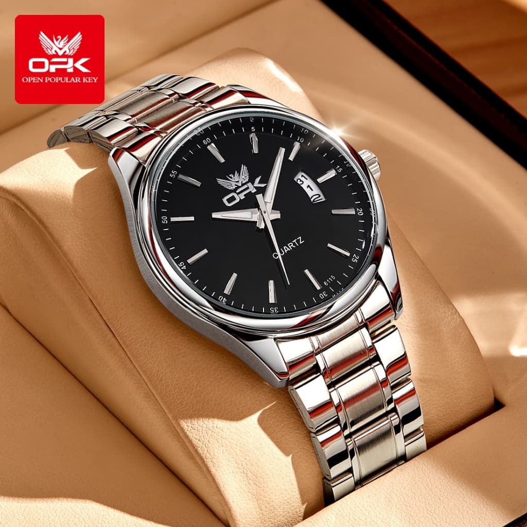 OPK นาฬิกา ผู้ชาย แฟชั่น watch 100% แท้ กันน้ํา สแตนเลส สายนาฬิกา ควอตซ์ 6010