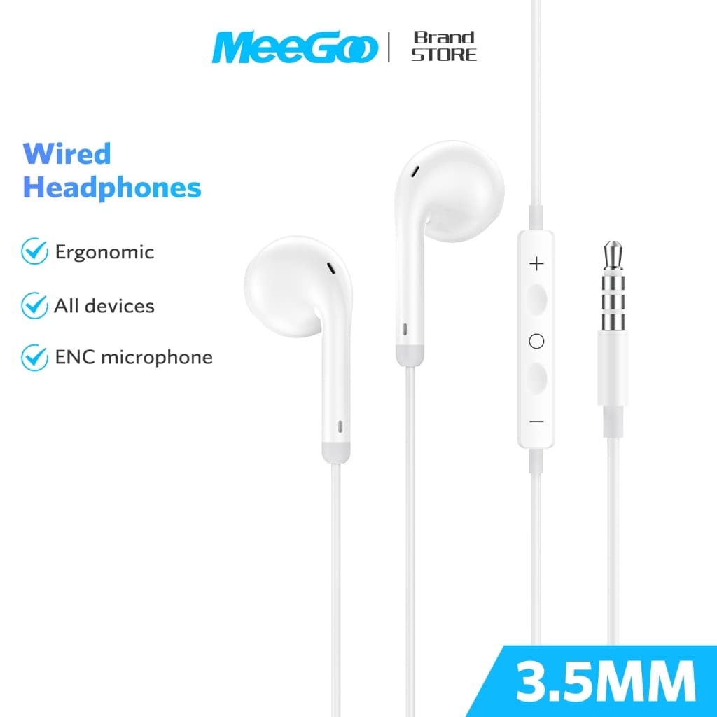 MEEGOO หูฟังแบบมีสาย ชนิดใส่ในหู3.5mm มีไมค์ควบคุมสาย เส้นนี้ยาว1.2เมตร ดีไซน์แบบใส่ในหู เสียงเบสหนัก…